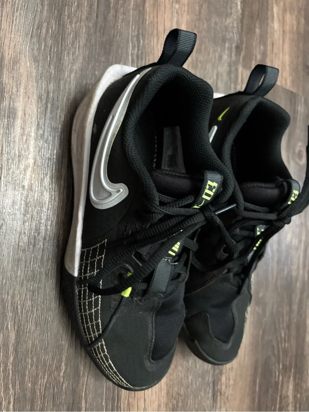 Nike Kids Black Sneakers with Neon Green Accents